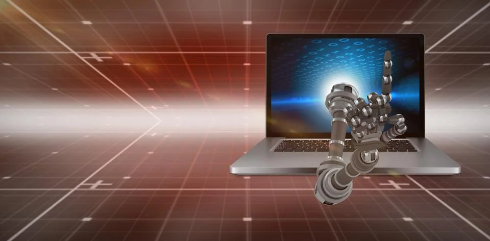 3D Composite image of composite image of robotic hand Illustrazione stock