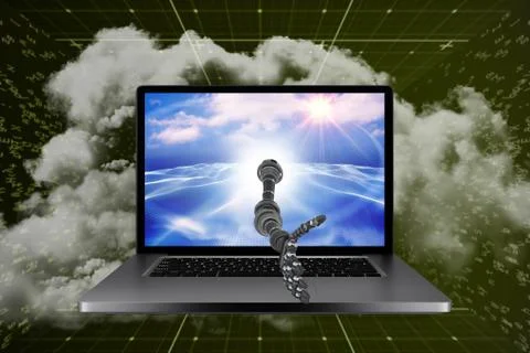 3D Composite image of digital composite image of robotic hand Illustrazione stock