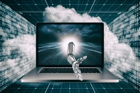 3D Composite image of digital generated image of robotic hand Illustrazione stock