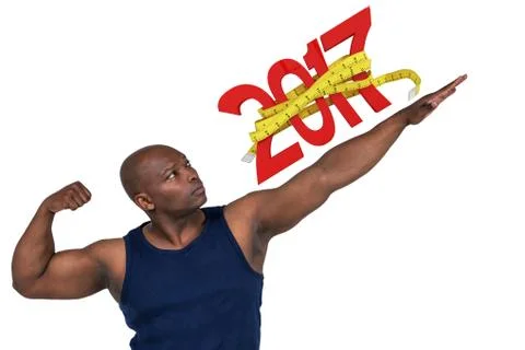3D Composite image of fit man posing to camera Stock Photos