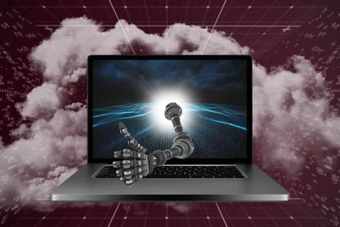 3D Composite image of robotic hand showing thumbs up Illustrazione stock