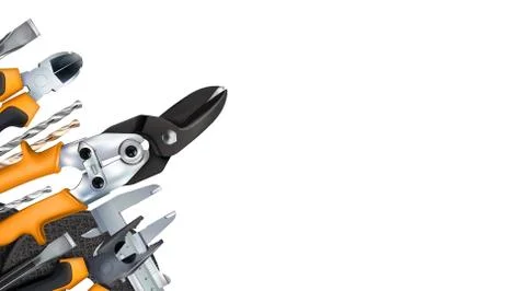 3d Composition of set tools of locksmith, hand metalworking and locksmithing Stock Illustration