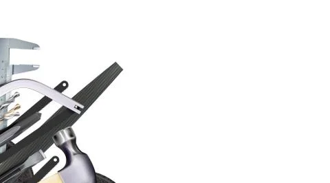 3d Composition of set tools of locksmith, hand metalworking and locksmithing Stock Illustration