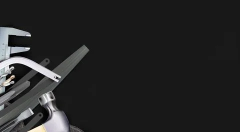 3d Composition of set tools of locksmith, hand metalworking and locksmithing. Stock Illustration