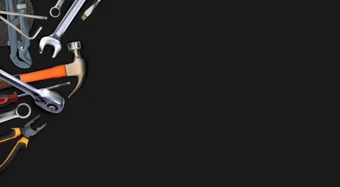 3d Composition of set tools of mechanic, isolated. Stock Illustration