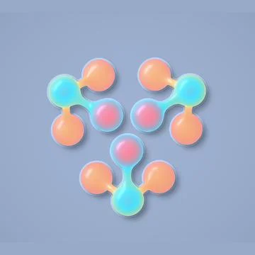 3D composition of three abstract molecules. Aesthetics and biotechnology Stock Illustration