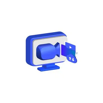 3d computer with backup video storage design vector isolated Stock-Illustration