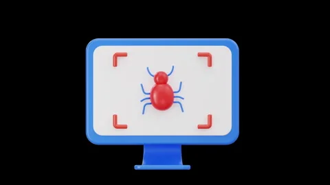 3D Computer Bug Virus Detected on Screen Animation, Alpha Channel Stock Footage 312625521