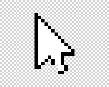 3D Computer classic mouse control arrow cursor pointer 8 bits pixelized icon Stock Illustration