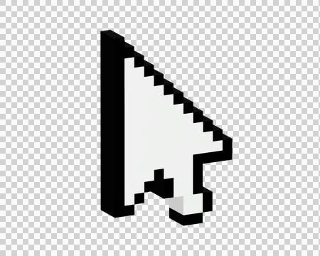 3D Computer classic mouse control arrow cursor pointer 8 bits pixelized icon Illustrazione stock