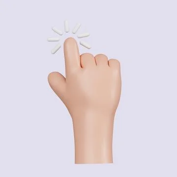 3d Computer cursor with hand and click. Diverse man arms with fingers press Stock Illustration