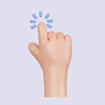 3d Computer cursor with hand and click. Diverse man arms with fingers press Illustrazione stock