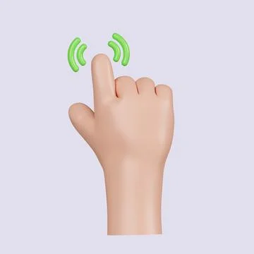 3d Computer cursor with hand and click. Diverse man arms with fingers press Illustrazione stock