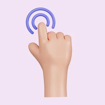 3d Computer cursor with hand and click. Diverse man arms with fingers press Illustrazione stock