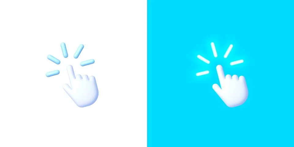 3d computer cursor hand web for concept design. 3d hand pointing icon design Stockillustratie