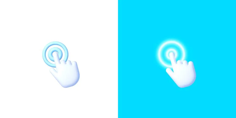 3d computer cursor hand web for concept design. 3d hand pointing icon design Stock Illustration