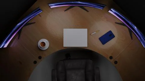 3d computer desktop on top Stock Illustration