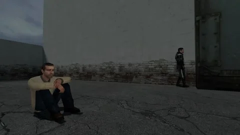 3D Computer Game - Man Opening Gate Stock Footage 221918580