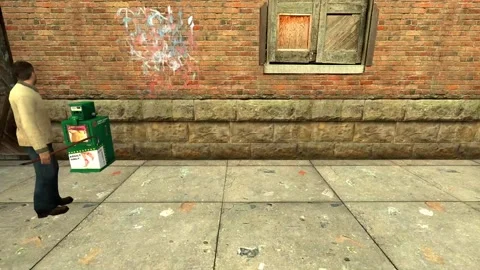 3D Computer Game - Man Wrecking Newspaper Box - Take 01 動画素材 221918553