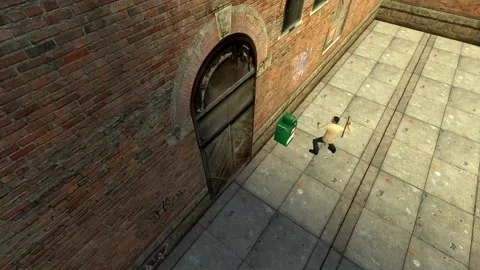 3D Computer Game - Man Wrecking Newspaper Box - Take 03 Stock Footage 221918578