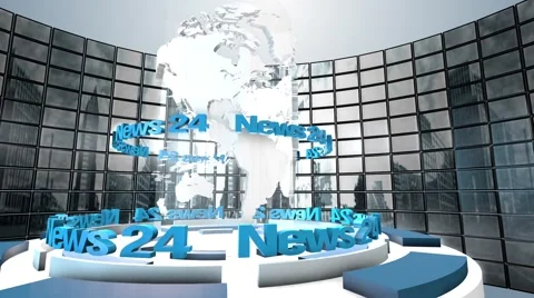 3D Computer generated globe animation for a "news" background. blue Stock Footage 40549061