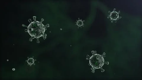 3d computer generated image of group of magnified virus cells in microscope Ilustração Stock