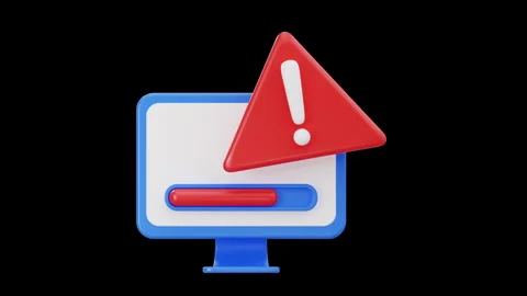 3D Computer Hacked System Warning Alert Animation, Alpha Channel Stock Footage 312625499