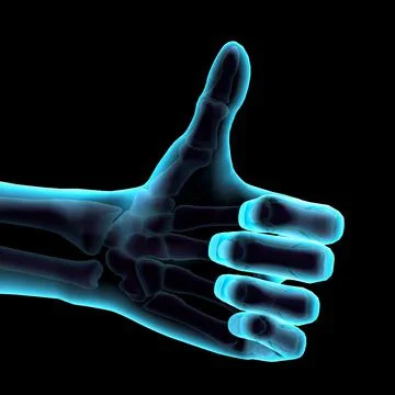 3D Computer Illustration of a blue hand giving the thumbs up sign. Black Ilustração Stock