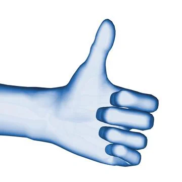 3D Computer Illustration of blue hand giving thumbs up sign Ilustração Stock