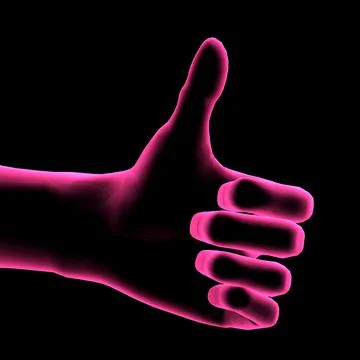 3D Computer Illustration of pink hand giving thumbs up sign Ilustração Stock