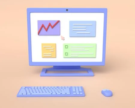 3d computer, illustration of a workplace Stock Illustration