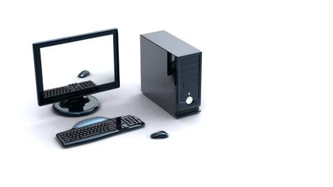 3d computer with keyboard and mouse Stock Illustration