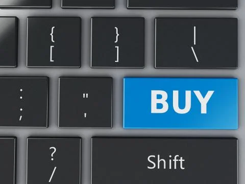 3d Computer Keyboard with buy button Illustrazione stock