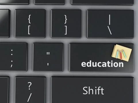 3d Computer keyboard. Education concept. 스톡 일러스트