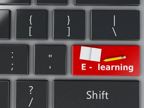 3d Computer keyboard. Education concept. 스톡 일러스트
