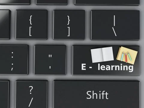 3d Computer keyboard. Education concept. 스톡 일러스트