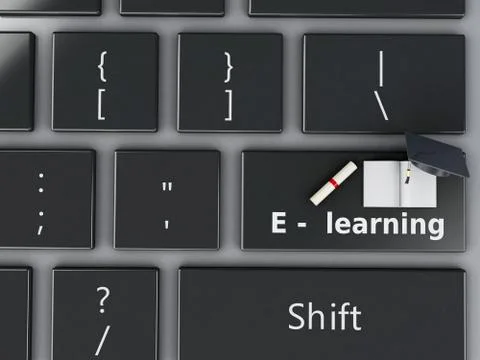 3d Computer keyboard. Education concept. 스톡 일러스트