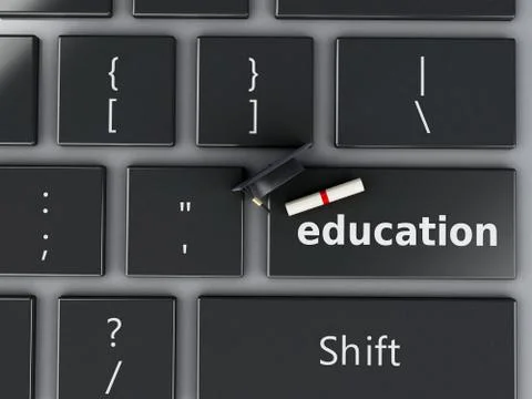 3d Computer keyboard. Education concept. 스톡 일러스트