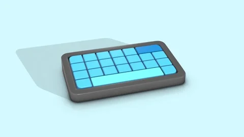 3D Computer Keyboard on a Light Blue Background. Cartoon Style Keyboard Keys. 4K Stock Footage 285021452