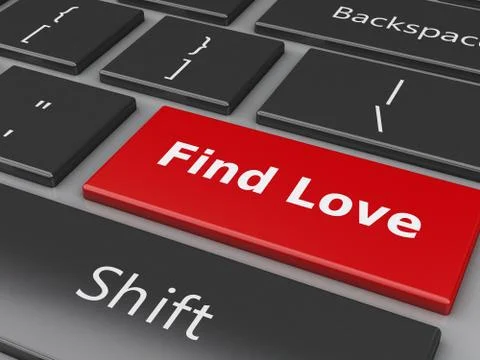 3d Computer keyboard with Love button. Illustrazione stock