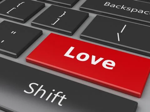 3d Computer keyboard with Love button. Stock Illustration