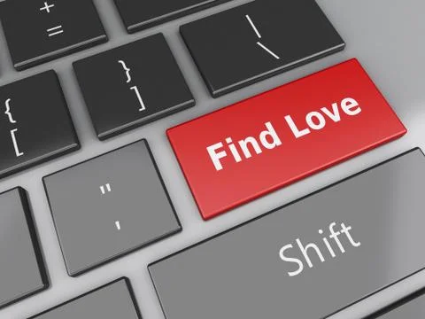 3d Computer keyboard with Love button. Stock Illustration