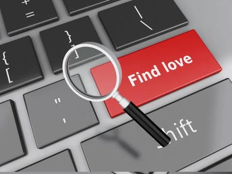 3d Computer keyboard with red Love button. Stock Illustration