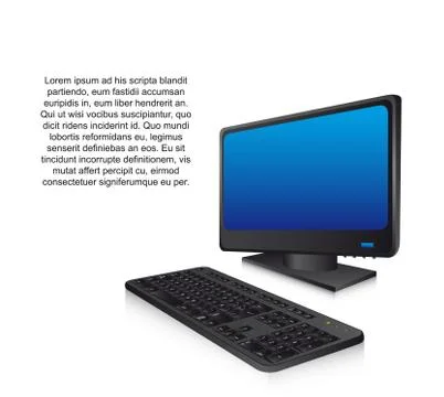 3d computer with keyboard, technology. vector illustration Illustrazione stock