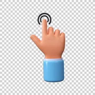 3d Computer mouse cursor pointer icon. Clicking the cursor with your hand Stock Illustration