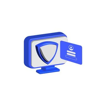 3d computer with personal data security design vector isolated Stock Illustration