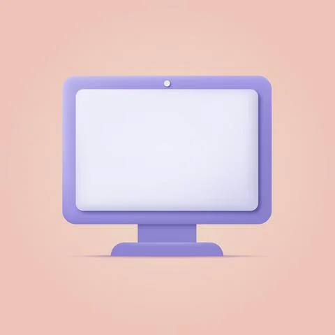 3d Computer with soft shadow. Vector Illustrazione stock