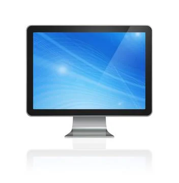 3D computer, TV 3D computer, TV screen, isolated on white with clipping pa... 写真素材