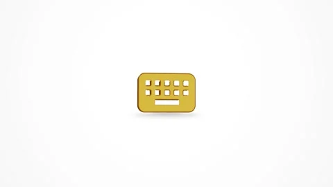 3D Computer Typing Keyboard Icon Animated Loop on White Background 4K Stock Footage 347651015