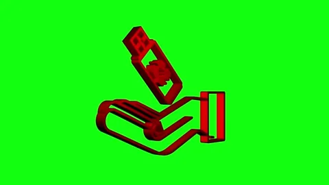 3d Computer virus on usb flash card in hands. Virus protection. motion graphic Stock Footage 169318452
